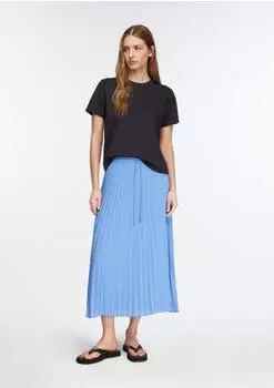 Comma Plissée-Midirock aus Chiffon blau 2177987.5444.