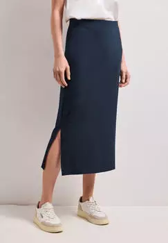 Street One Midi-Rock aus Jersey Unifarbe Blau (A36198517502)