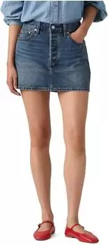Levi's Denim-Minirock in Mittelblau mit Markenlogo (A4694-0084)