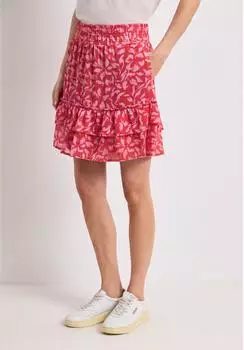 Street One Knielanger Rock aus Chiffon mit Volants Rot (A36193337504)