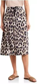 Street One Frauen Midi-Rock mit Elastikbund und Print in Beige Gr: (A36193237278)