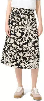 Street One Midi-Rock mit Volants und Print Schwarz (F36194720001)