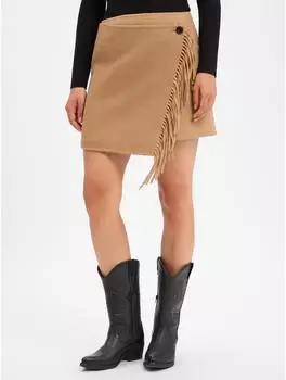 Hugo Boss Wickel-Minirock mit Fransen - Style C_Vafrina 50568685 Hellbraun