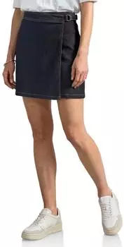 Street One Frauen Kniefreier Denim Rock in Wickeloptik in Blau Gr: (A36200018227)