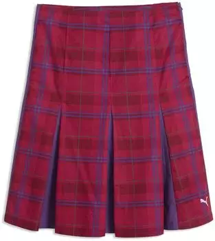 Puma T7 Pleated Tartan-Midirock Damen Kleidung Rot (636634_23)