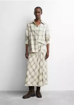 Comma Karierter Flannel-Rock mit Drapierung beige (2184869.81N8)