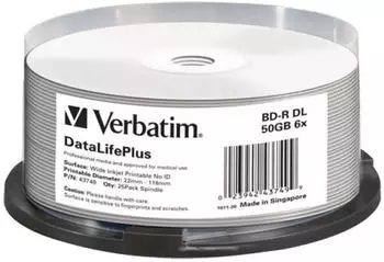 Verbatim BD-R DL 50GB 6x ganzfl&auml;chig bedruckbar 25er Spindel