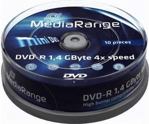 MediaRange DVD-R Mini 1,4GB 30min 4x 10er Spindel