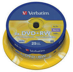 Verbatim DVD+RW 4,7GB 120min 4x Matt Silver 25er Spindel