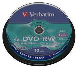 Verbatim DVD-RW 4,7GB 120min 4x Matt Silver 10er Spindel