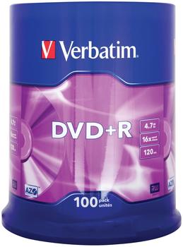 Verbatim DVD+R Rohlinge 4.7GB (120min), 100 Stück (43551)