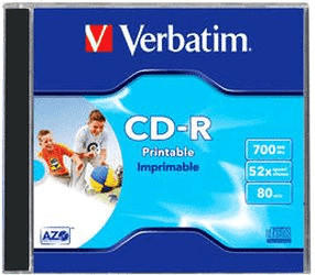 Verbatim CD-R 700MB 80min 52x Super AZO ganzfl&auml;chig Tintenstrahl bedruckbar-No ID bedruckbar 10er Jewelcase