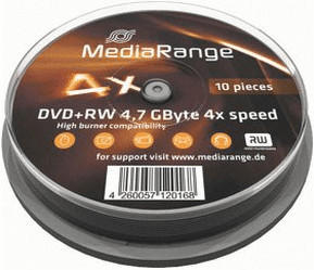 MediaRange DVD+RW 4,7GB 120min 4x 10er Spindel