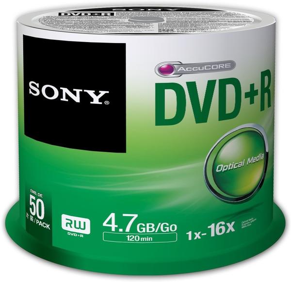 Sony 50DPR47SP DVD+R Rohlinge (16x Speed, 4,7GB, 120 Min, 50-er Stück Spindel)