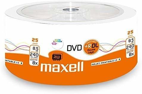 Maxell DVD+R DL Double Layer, 8X Speed, 8,5Gb, 25er Shrink, bedruckbar