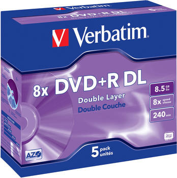 Verbatim 50 Verbatim Rohlinge DVD+R Double Layer 8,5GB 8x Jewelcase