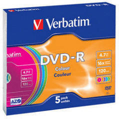 Verbatim DVD-R 4,7GB 120min 16x Colour 5er Slimcase