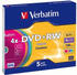 Verbatim DVD+RW 4,7GB 120min 4x Colour 5er Slimcase