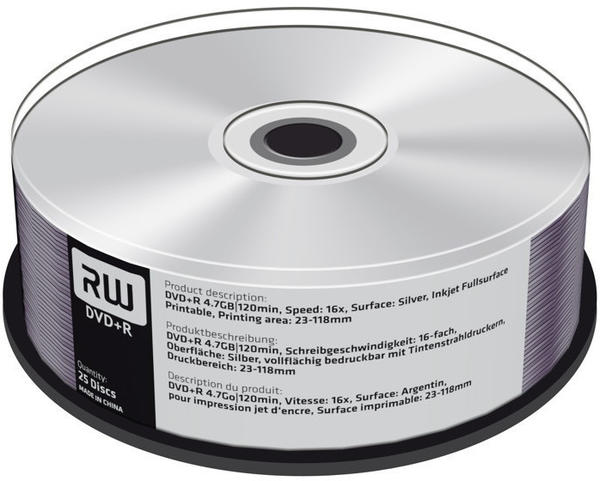 MediaRange DVD+R 4,7GB 120min 8x Silver bedruckbar 25er Spindel