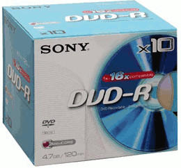 Sony DVD-R 4,7GB 120min 16x 10er Jewelcase