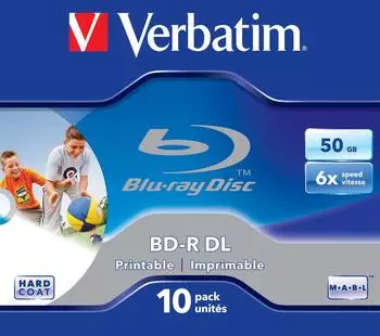 Verbatim BD-R DL 50GB 6X ganzfl&auml;chig bedruckbar 10er Jewelcase