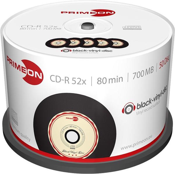Primeon CD-R Black-Vinyl 700MB 52x 50er Cakebox