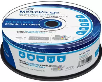 MediaRange BD-R DL 50GB 6x bedruckbar 25er Spindel