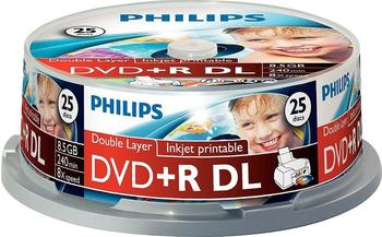 Philips DVD+R DL 8,5GB 240min 8x bedruckbar 25er Spindel