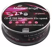 MediaRange MR201 CD-R Rohlinge - 700MB/80Min, 52-fach/Spindel, Packung mit 25 St&uuml;ck