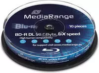 MediaRange Bluray 50GB 10pcs BD-R cake 6x Double Layer