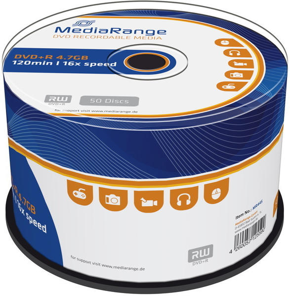 MediaRange DVD+R 4,7Gb 120min Azo 16x 50Cakebox