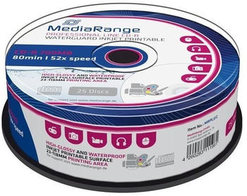 MediaRange CD-R 700MB 52x waterguard bedruckbar 25er Cakebox