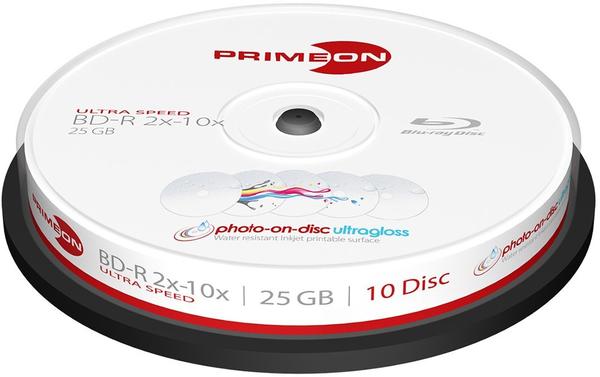 Primeon BD-R Photo-On-Disc-Ultragloss 25GB 10x bedruckbar 10er Cakebox