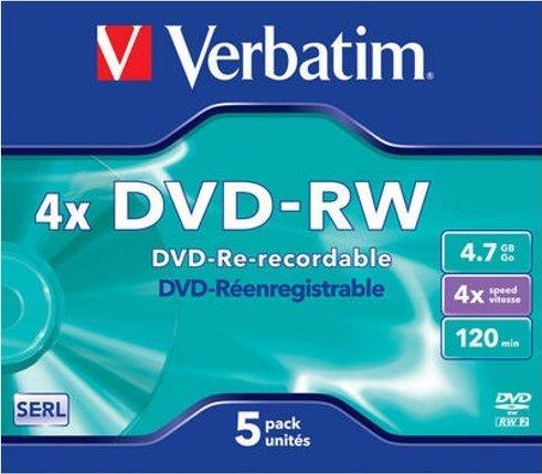 Verbatim DVD-RW 4,7GB 120min 4x Matt Silver 5er Jewelcase