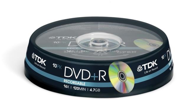 TDK DVD+R 4,7GB 120min 16x 10er Spindel