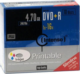 Intenso DVD+R 4,7GB 120min 16x bedruckbar 10er Slimcase