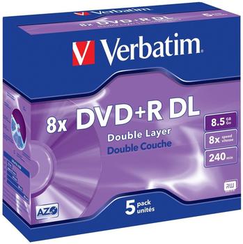 Verbatim DVD+R DL 8,5GB 240min 8x Matt Silver 5er Jewelcase