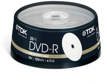 TDK DVD-R 4,7GB 120min 16x bedruckbar 25er Spindel