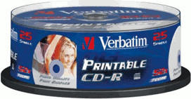 Verbatim CD-R 700MB 80min 52x AZO ganzflächig Tintenstrahl bedruckbar ID Brand bedruckbar 25er Spindel