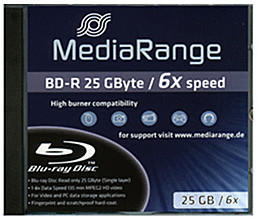 MediaRange BD-R 25GB 135min 6x 1er Jewelcase