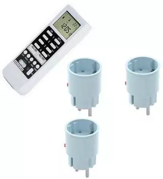 DIW-Funk Set : 3 Funkstecker Funk-Handsender Timer 10 Wochenprogramme Zufallsmodus TemperaturSteuerung Countdown Timer 16 Kanäle (PD583_DIR2300_DTZ505)