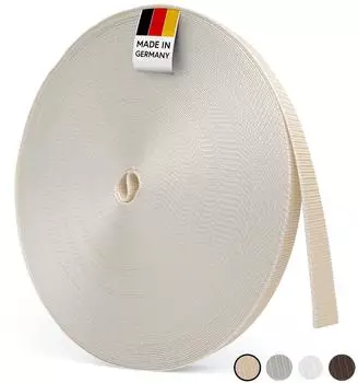 Bauheld Rollladengurt (14 mm 18 mm 20 mm 23 mm [Made in Germany] Rollladengurt an Fenster Türen geeignet) Gurtband Rollladen Gurtwickler Abdeckung Beige 14 mm (50m)