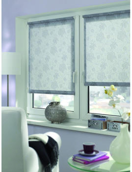 Gardinia EasyFix Rollo Dekor Stickerei 100x150 cm Silber – Flexible Montageoptionen für jedes Fenster