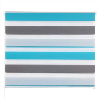 Woltu Duo-Rollo Klemmfix 45 x 150 cm wei&szlig;/grau/t&uuml;rkis