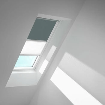 Velux Verdunkelungs-Rollo Duo DFD Blaugrau/Wei&szlig; 4581 114x140 cm (608) GGU