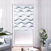 K-HOME Doppelrollo "Wellen Design" Lichtschutz Sichtschutz ohne Bohren...