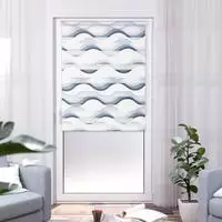 K-HOME Doppelrollo "Wellen Design" Lichtschutz Sichtschutz ohne Bohren...