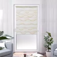 K-HOME Doppelrollo "Wellen Design" Lichtschutz Sichtschutz ohne Bohren...