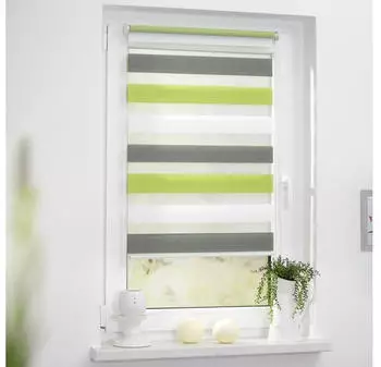 Lichtblick Klemm-Doppelrollo ohne Bohren 90x220cm grau/grün