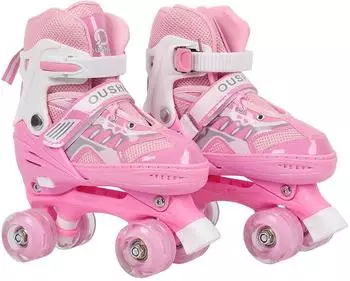 Supfine Adjustable roller skates with light-up wheels rosa